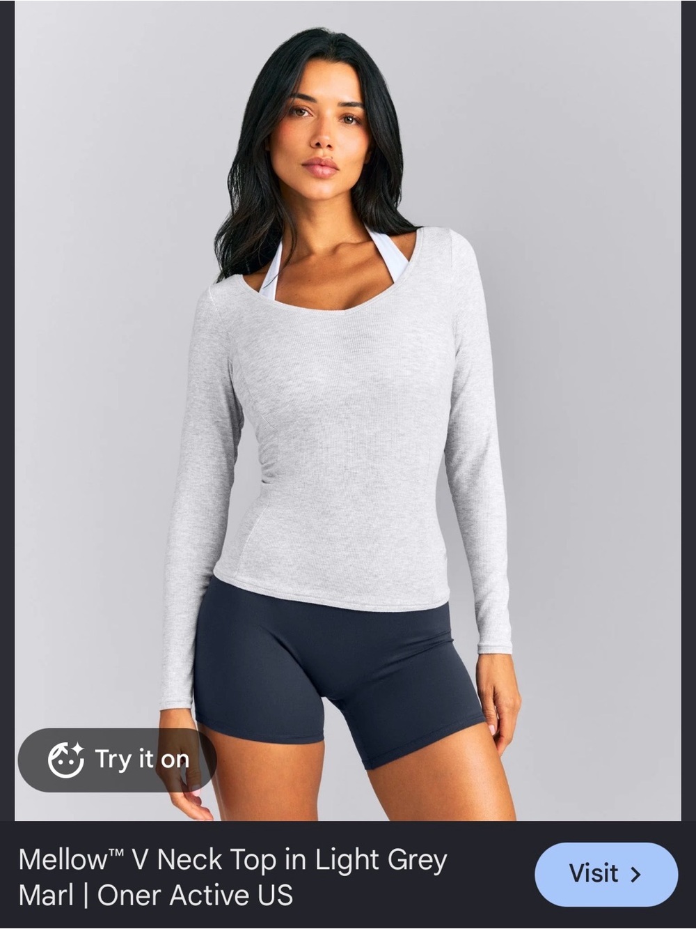 Oner Active Mellow V-Neck Top in Grey